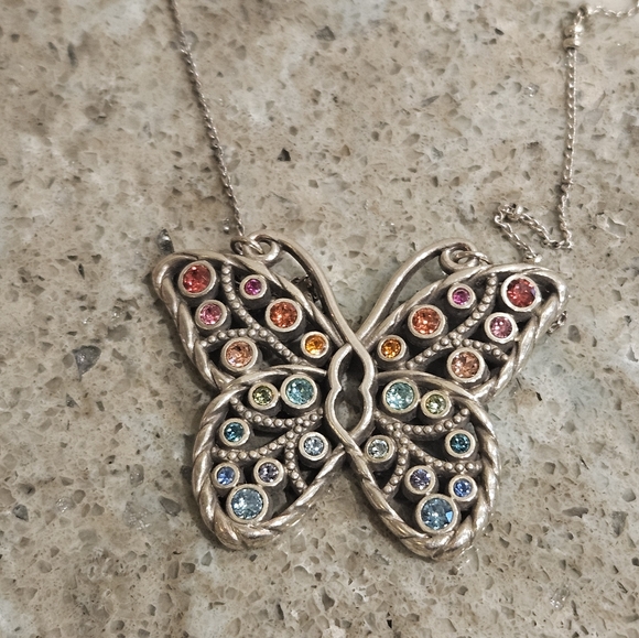 Brighton Halo Gems Monarch Butterfly Multicolor Necklace - Picture 2 of 6